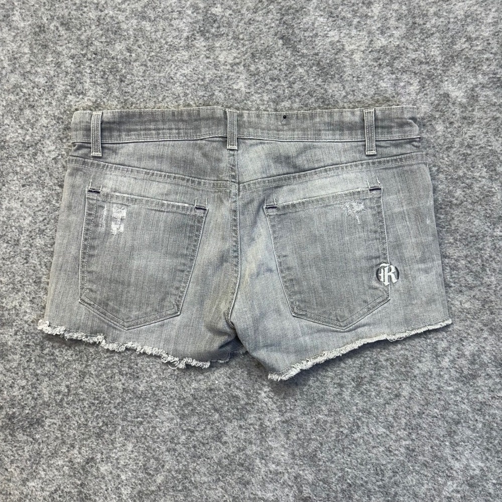 Rich & Skinny Denim Shorts Womens 34 Grey Good Distressed Button Fly Raw Hem - Picture 2 of 16